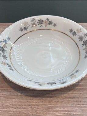 Empress China Golden Silhouette Soup Bowl Gray Floral Gold Trim Japan Vintage